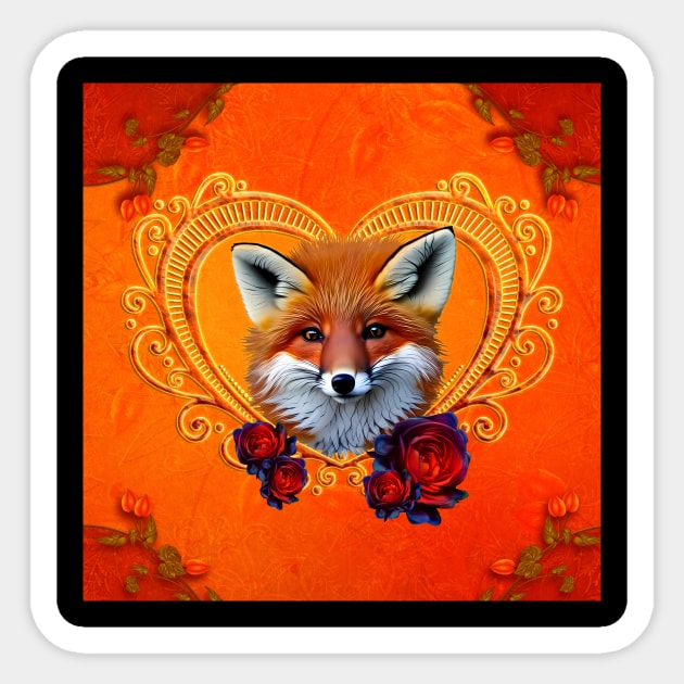 Wonderful head of a fox with heart Sticker by Nicky2342